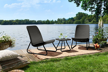 WYHS-3 Piece Indoor Outdoor Woven Rattan Comfortable Chairs Patio Furniture Set