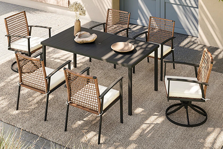 WYHS-6 Person Rectangular Outdoor Swivel Dining Set with Cushions