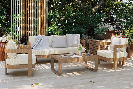 WYHS-5 Person Outdoor Seating Sofa Wood Grain Veneer Sofa Set