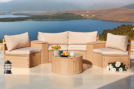 WYHS-7 Piece Round Patio Sectional Furniture