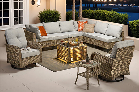 WYHS-8 Person WickerRattan Sectional Seating Group